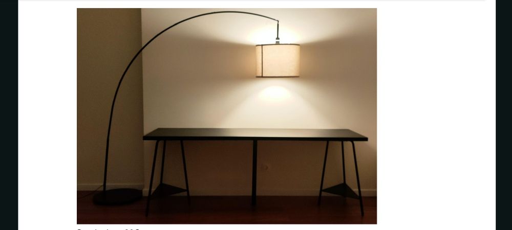 Candeeiro IKEA (metal preto, tecido creme)