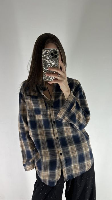 Сорочка картата в клітинку жіноча байка каміння стрази