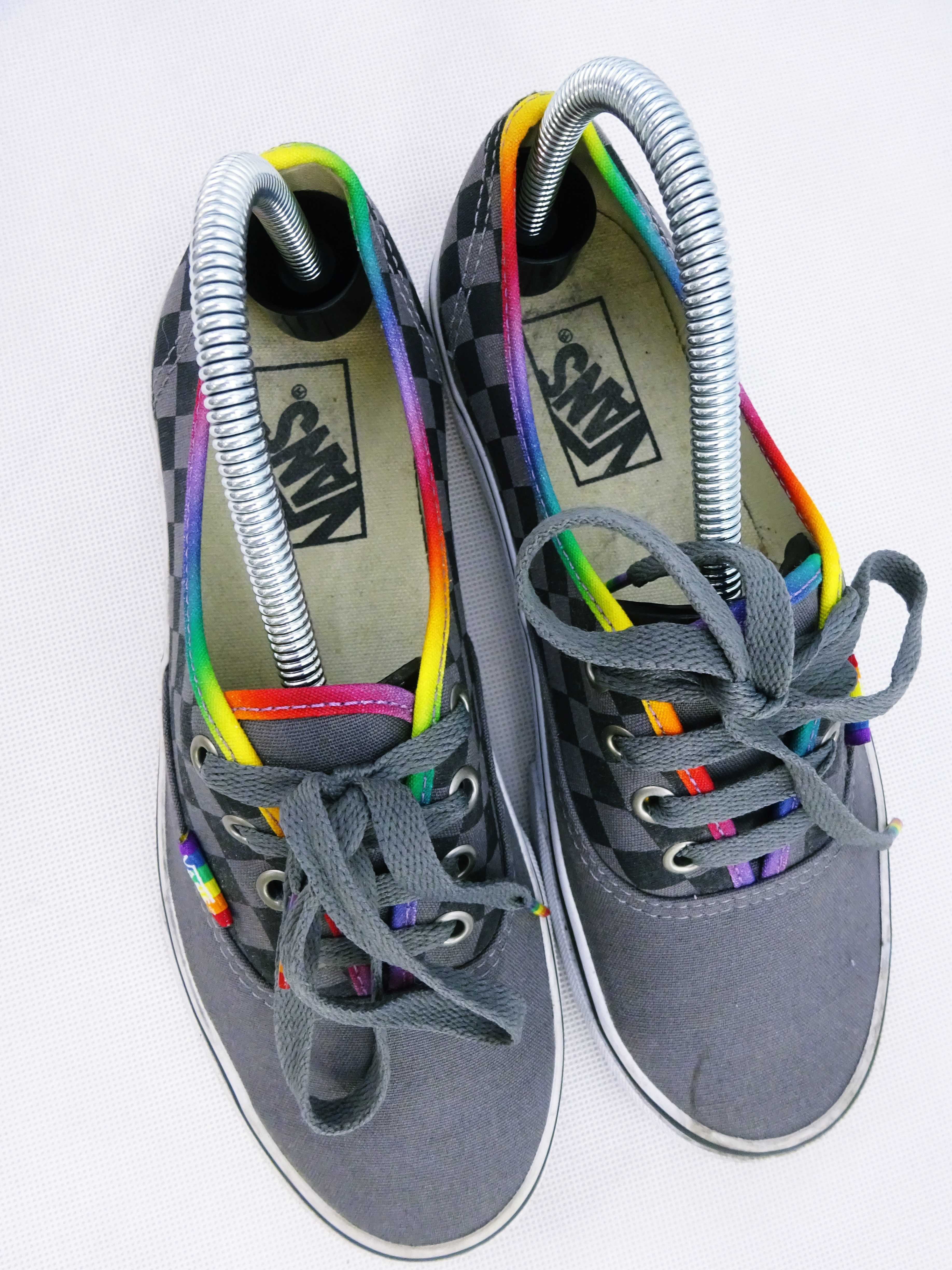 buty damskie trampki Vans tenisówki kratka tęcza unisex szare r. 38