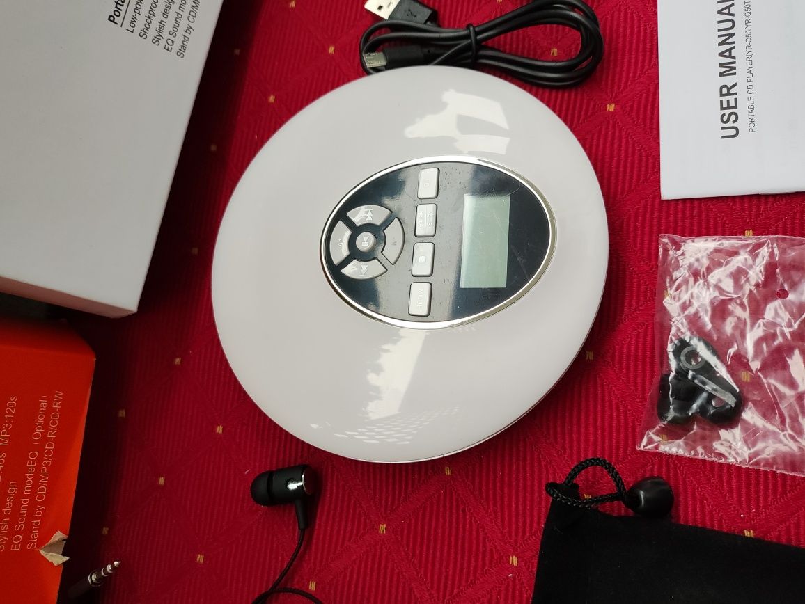 Dyskmen biały Discman Walkman odtwarzacz przenośny słuchawki CD Player