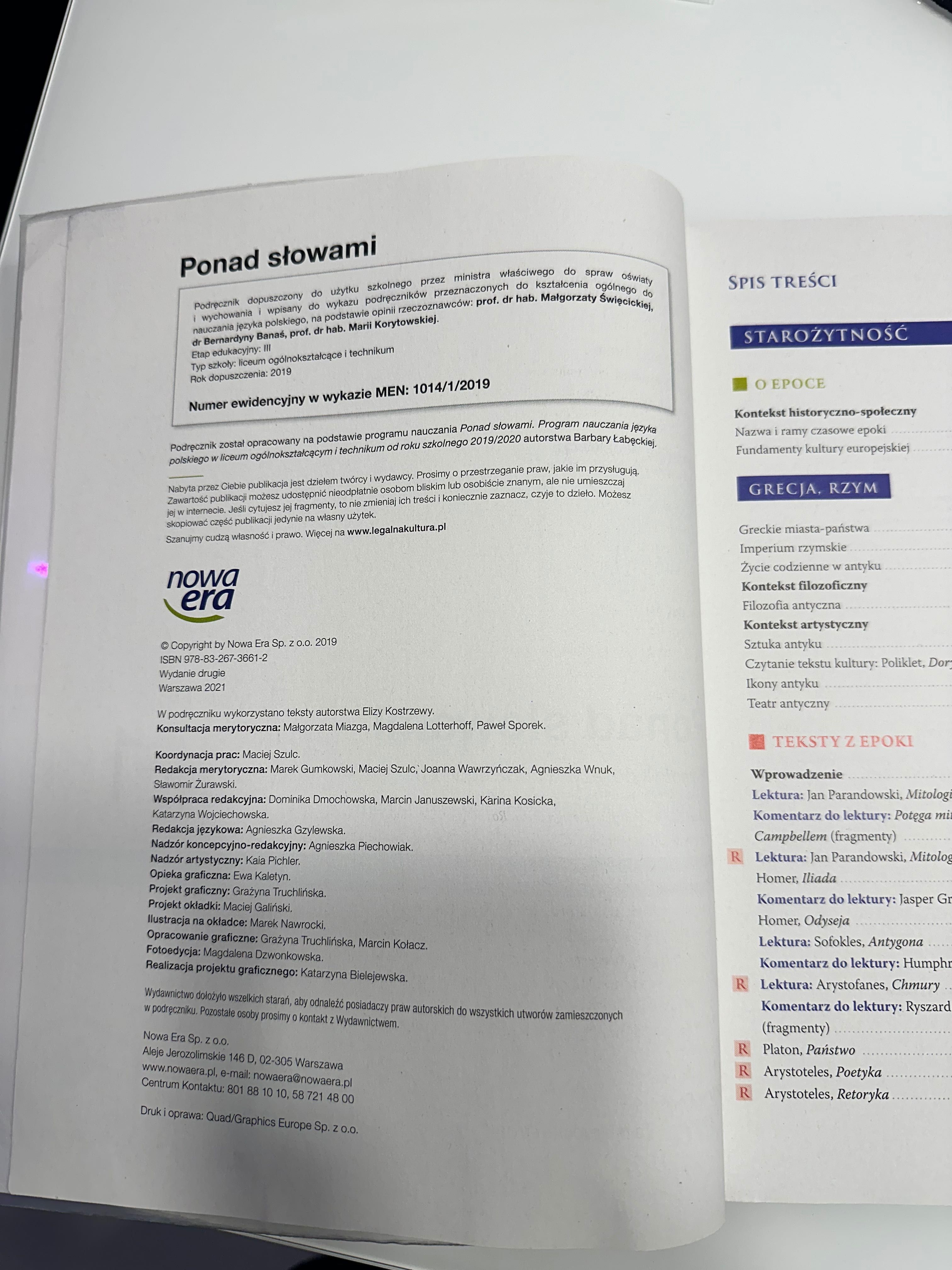 Ponad słowami klasa 1 część 1 język Polski liceum technikum