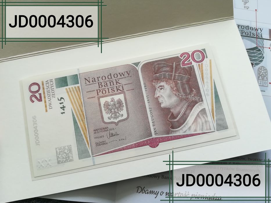 Banknot kolekcjonerski NBP - 20 zł - Jan Długosz - NISKI NUMER!