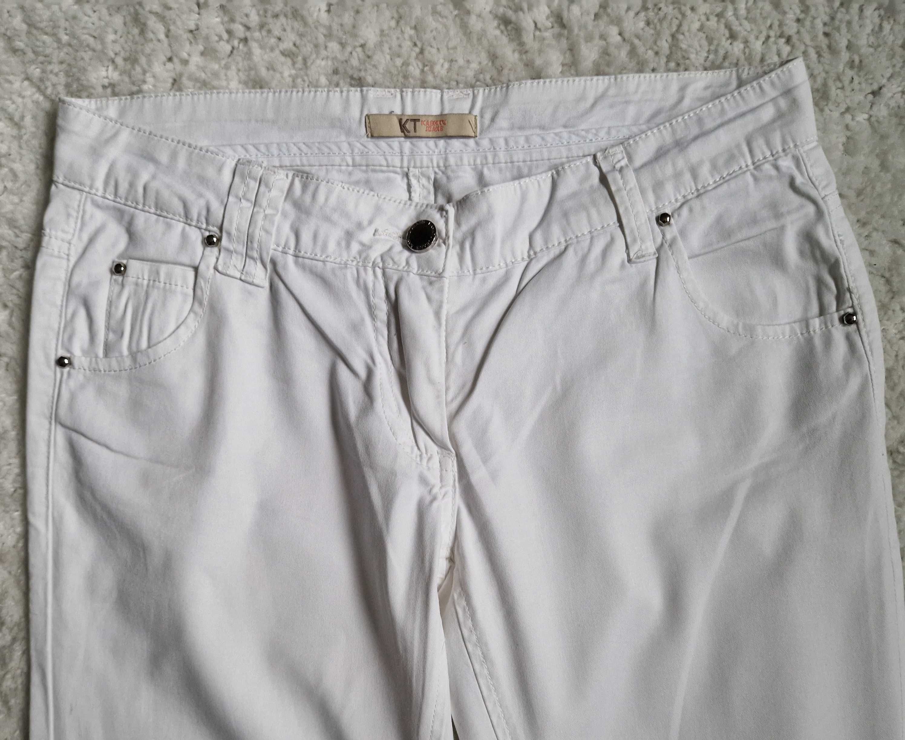 Biale klasyczne spodnie damskie do kostek KASHITU JEANS r. 38