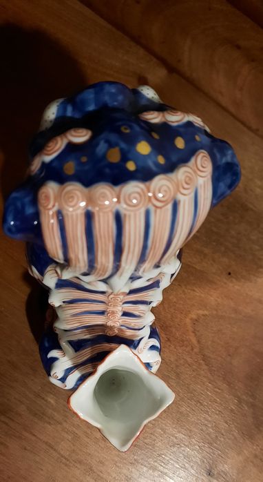 Escultura Figura Vista Alegre Cão de Foo castiçal 16cm pintura  manual