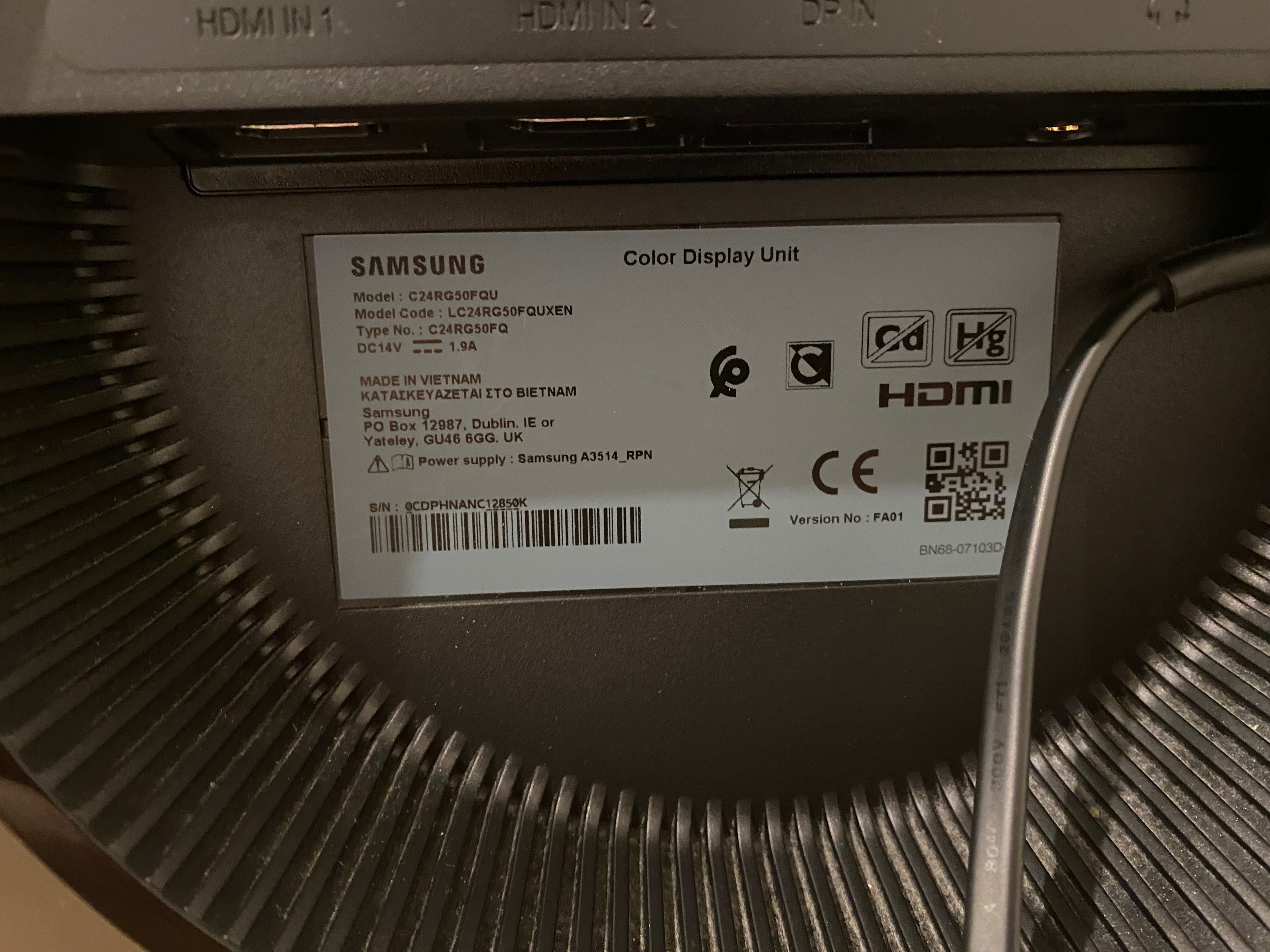 Monitor Samsung 23.5" - Curvo 144Hz