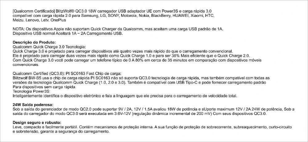 Carregador BliTZWOLF - Fast Charge