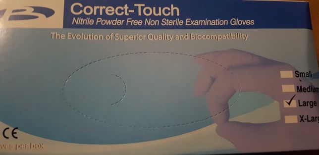 Rękawiczki nitrylowe bezpudrowe rozmiar L Correct-Touch