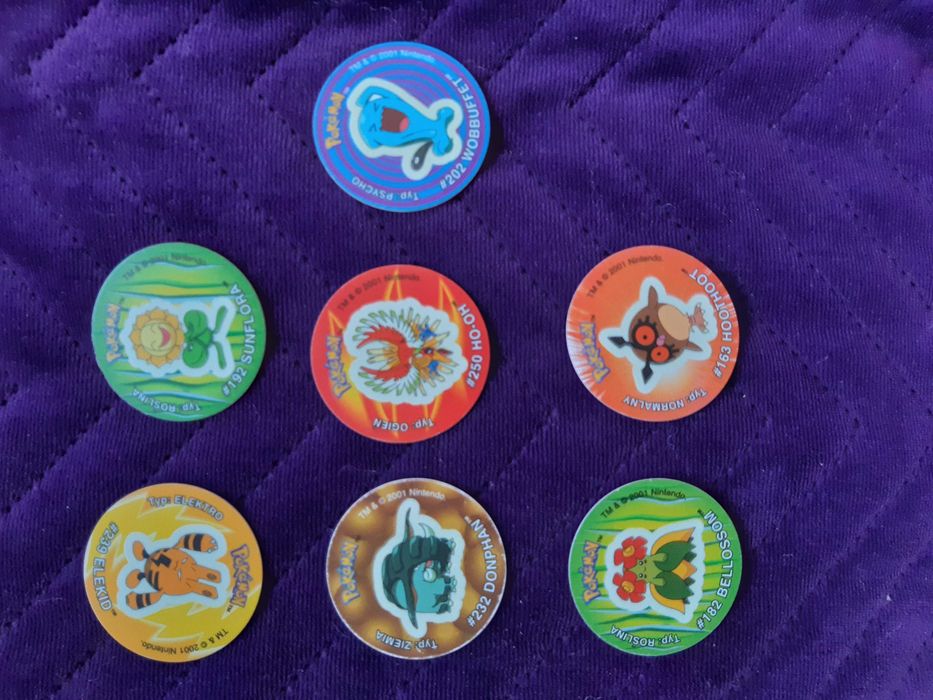 Pokemon tazo 7 sztuk fluorescencyjne - świecą w ciemności