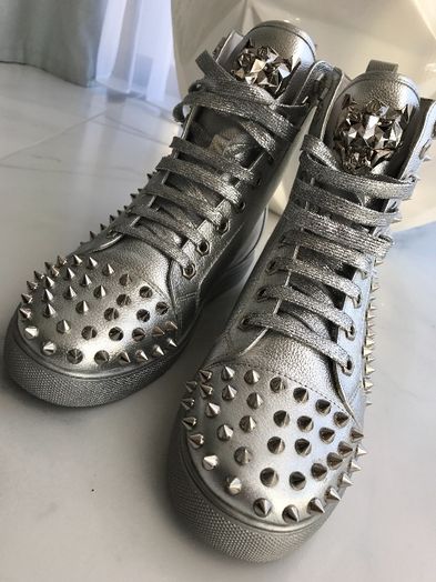 Trampki sneakers srebrne philipp Plein cwieki skórzane 38