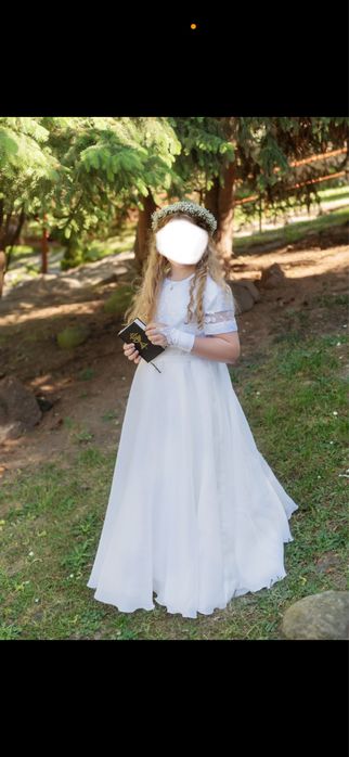 Sukienka komunijna alba DUBER Selena bolerko i rękawiczki