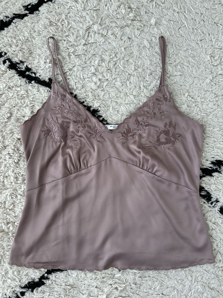 Top acetinado mauve ZARA