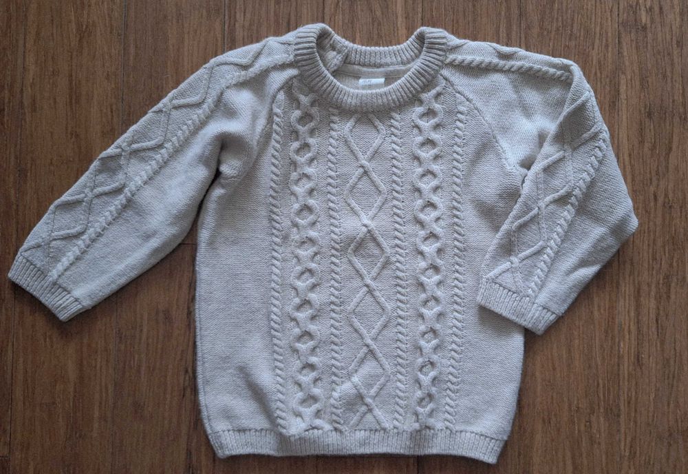 H&M sweter w warkoczowy splot z dodatkiem wełny r.98