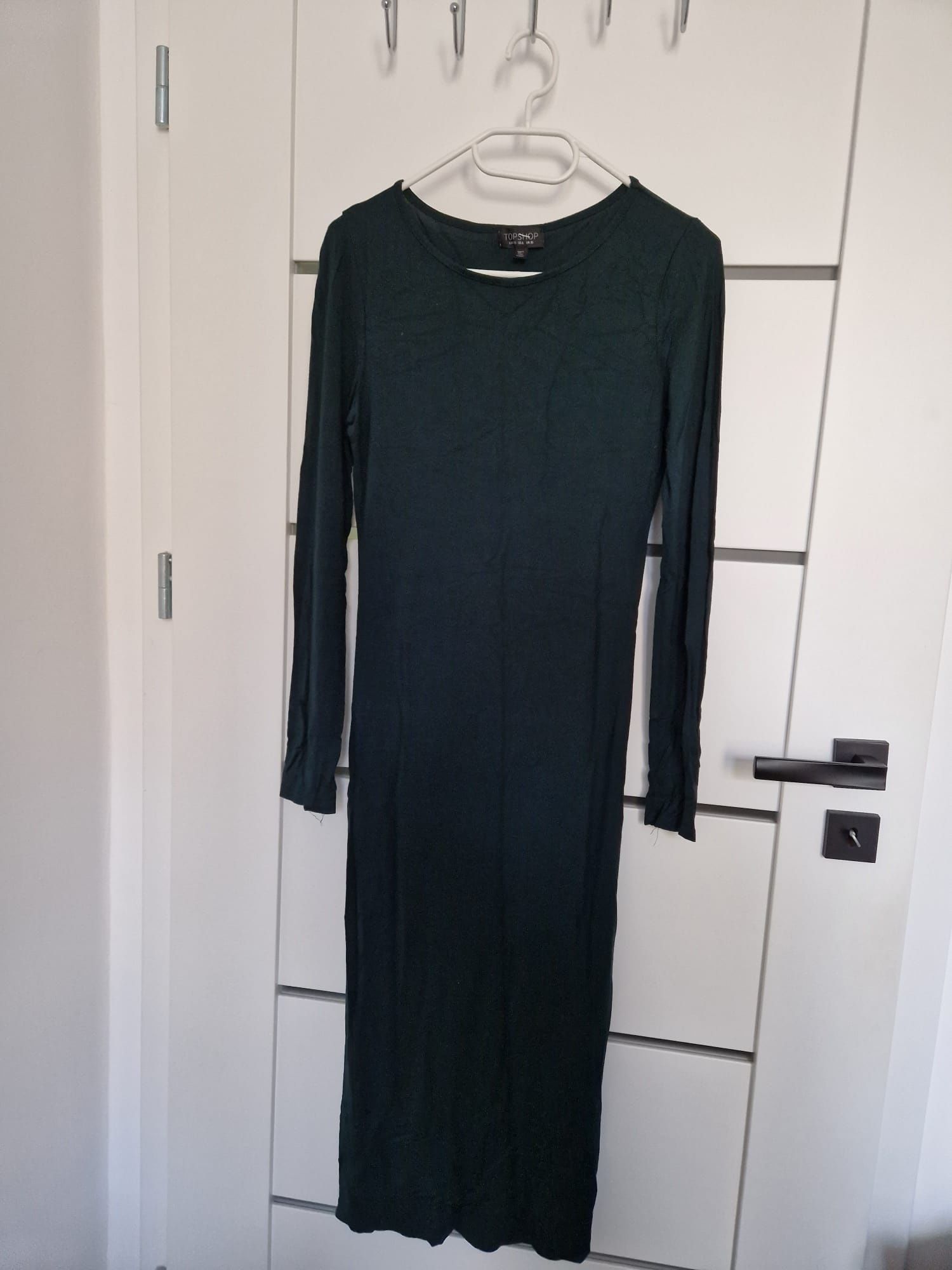 Ciemnozielona sukienka midi ołówkowa Topshop M