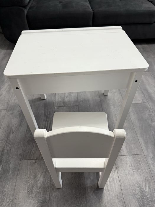 Stolik dzieciecy drewniany bialy  krzeselko ikea zestaw
