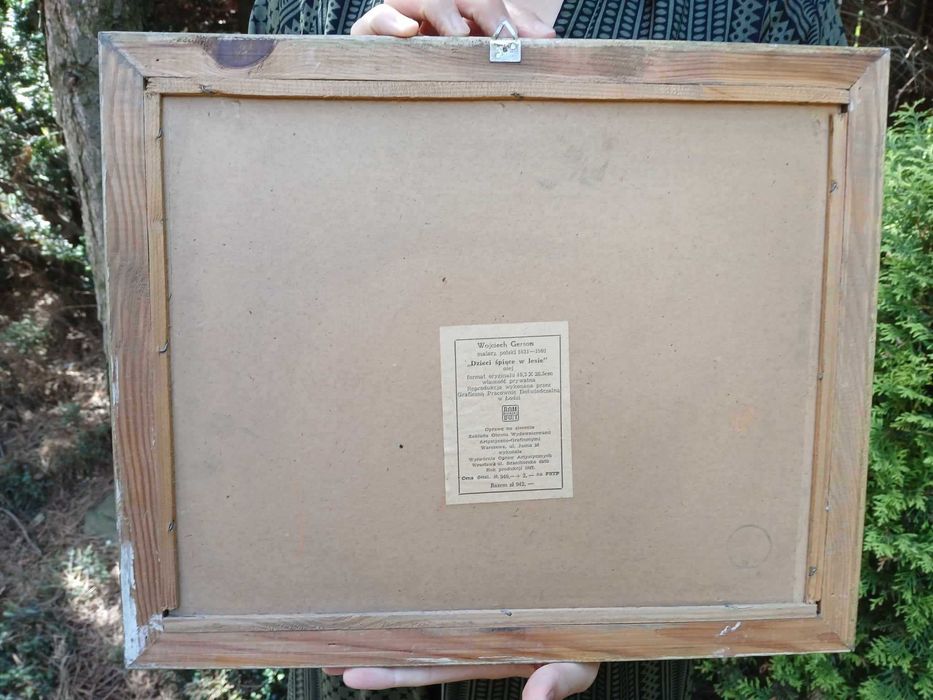 Obraz reprodukcja DZIECI ŚPIĄCE W LESIE Wojciech Gerson w ramie 39x32