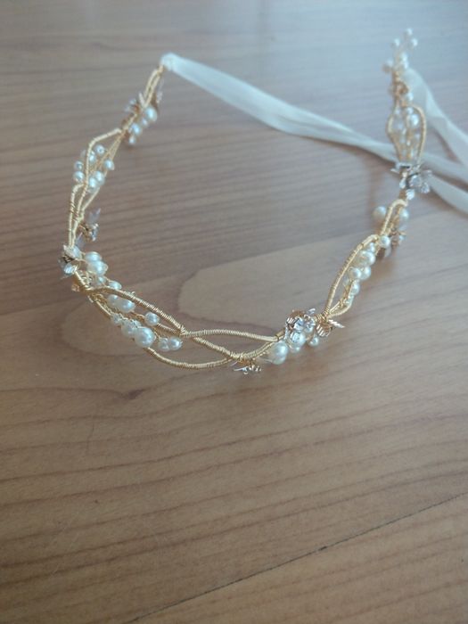 Wianek, ozdoba ślubna do włosów, złoty Sweetv