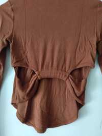 Camisola Canelada Camel Costas Descobertas  S