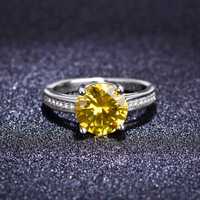 Женское кольцо с желтым цитриновым камнем, серебро 925