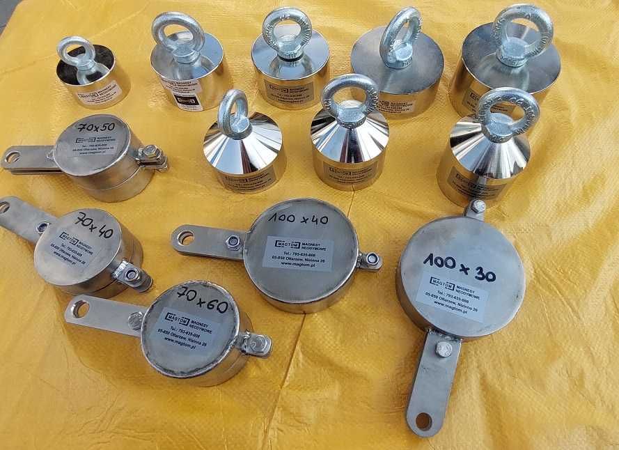 Magnes neodymowy MW 70x30 N42 w obudowie INOX pełnej boczne mocowanie