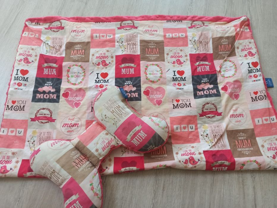 Komplet do wózka łóżeczka Minky różowy koc kołderka + motylek Cuddly Z