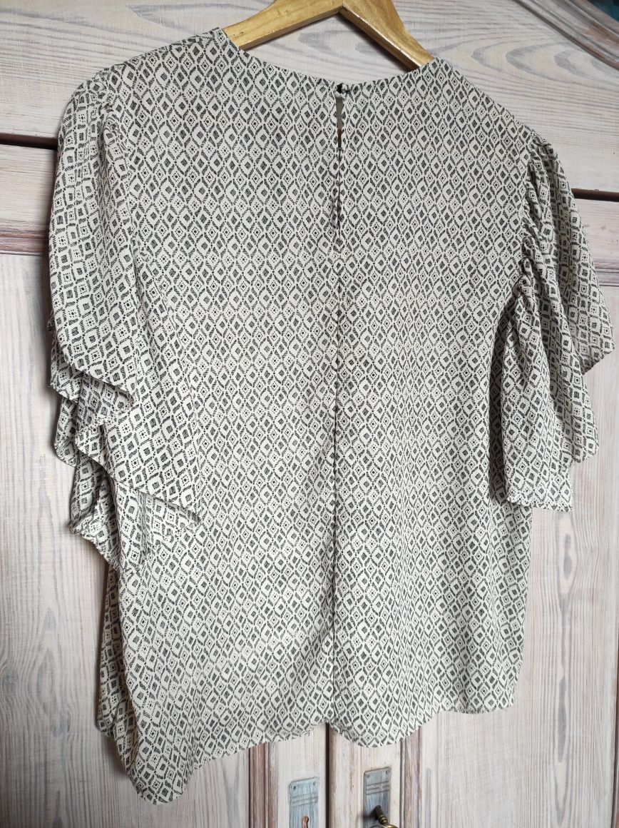 Bluzka azteckie wzory, szeroki rękaw, na ciążowy brzuszek, H&M, 40