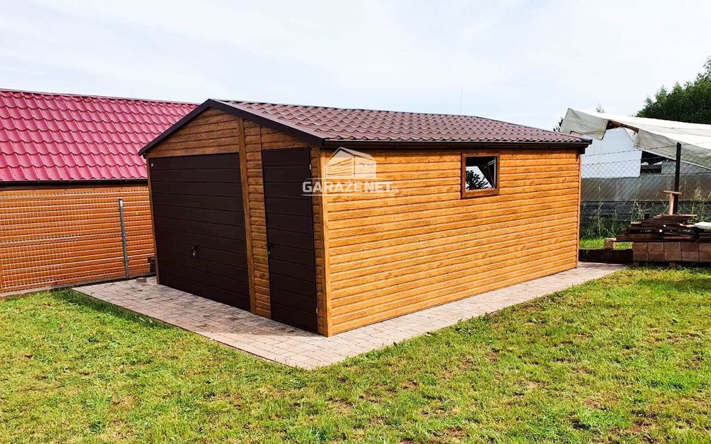 GARAŻ BLASZANY 4,5m x 6m Blachodachówka Brama Uchylna Drzwi GB199