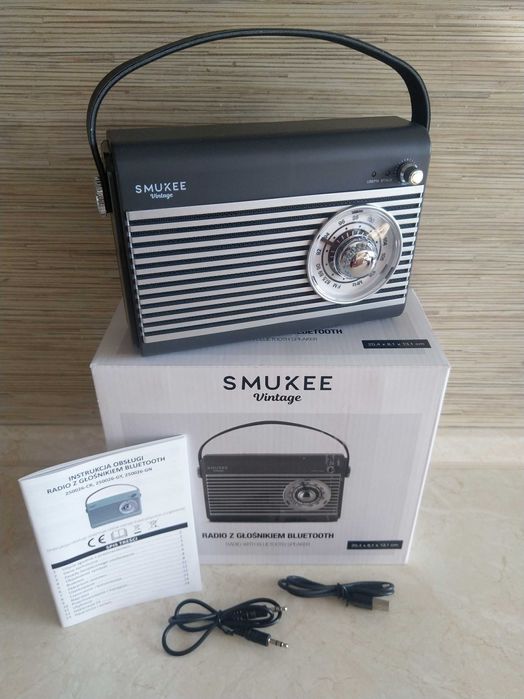NAJTANIEJ Radio z Głośnikiem BT usb Wbudowana Bateria Vintage Wysyłka