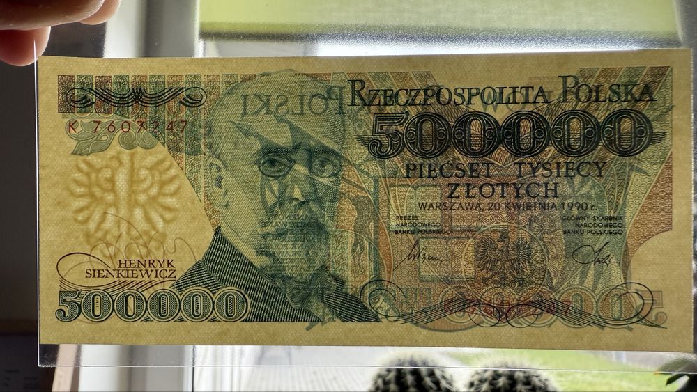 500.000 zł 1990 r. UNC 500 tys. PRL