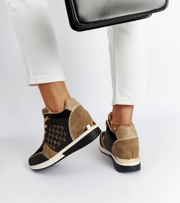 Czarne sneakersy na koturnie Chestnut