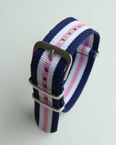 Pasek do zegarka nylonowy NATO 18mm różowy pink