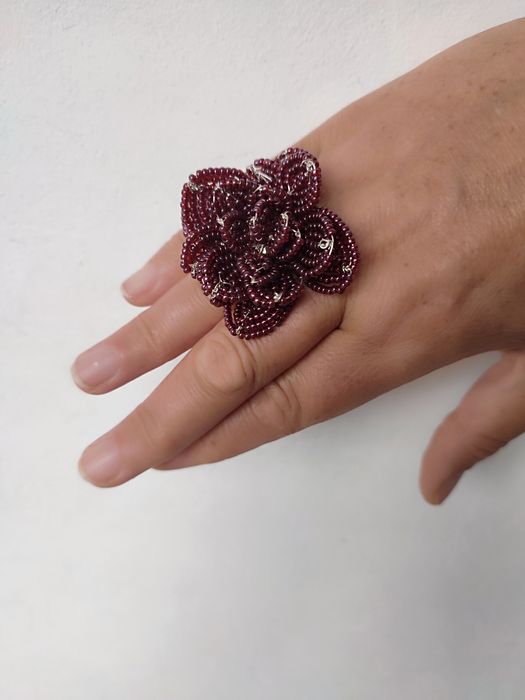 Кільце з бісеру у формі  Квітки, Франція ручна робота