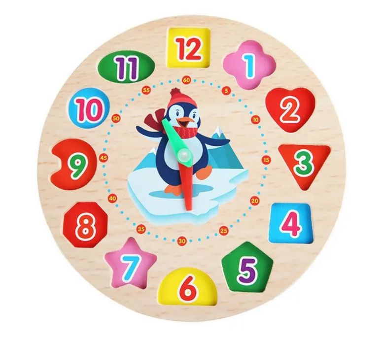 Дошка монтесорі з фігурами та годинником