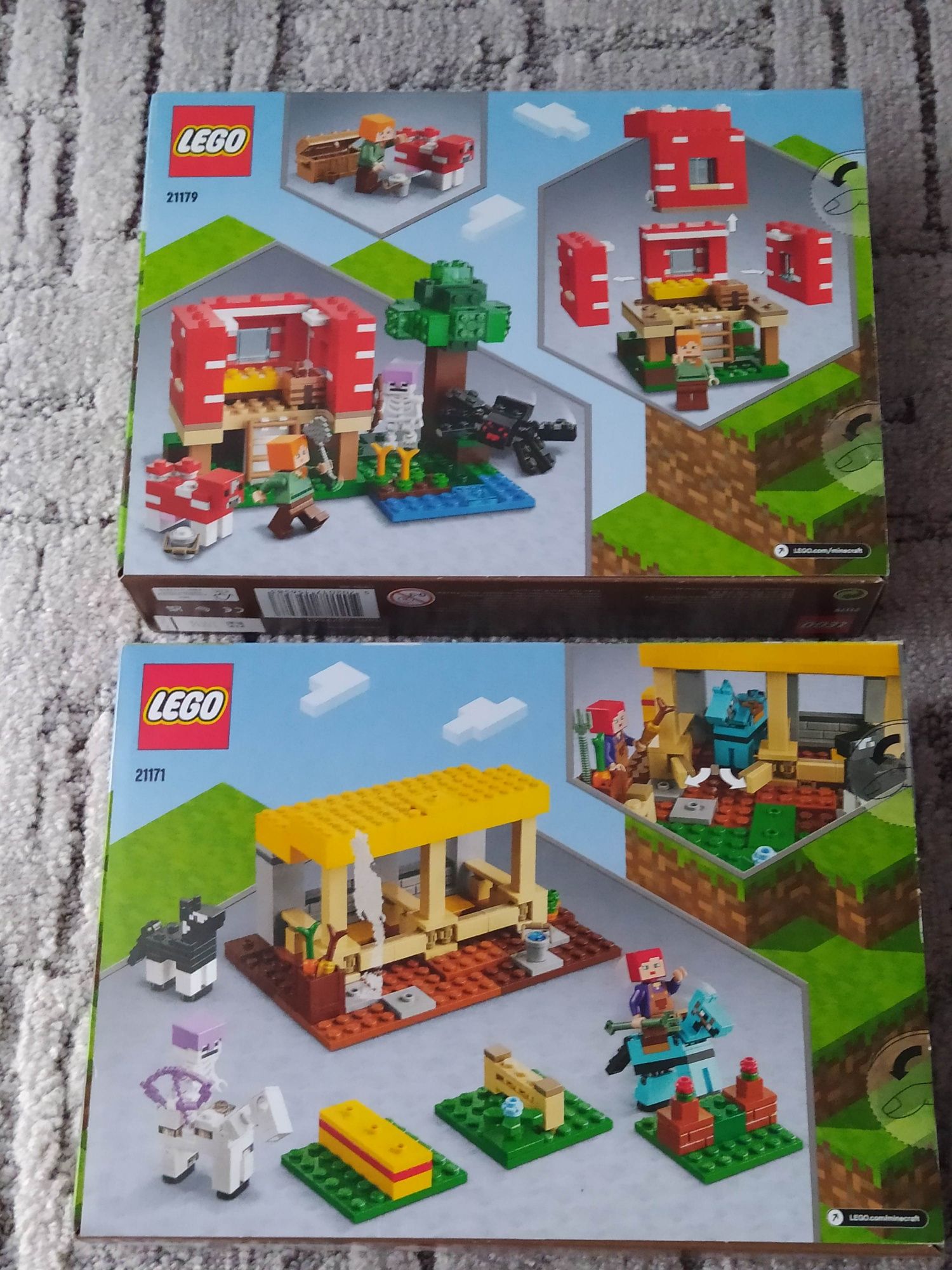 2 Zestawy Lego Minecraft   Domek w grzybie i Stajnia