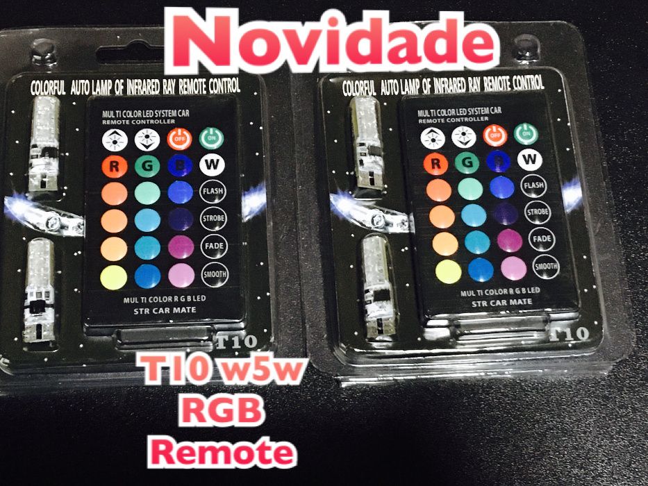 Led T10 w5w RGB C/ comando