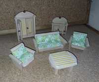 Mobília para casa de bonecas, sala madeira.Vintage, antigo. Brinquedos