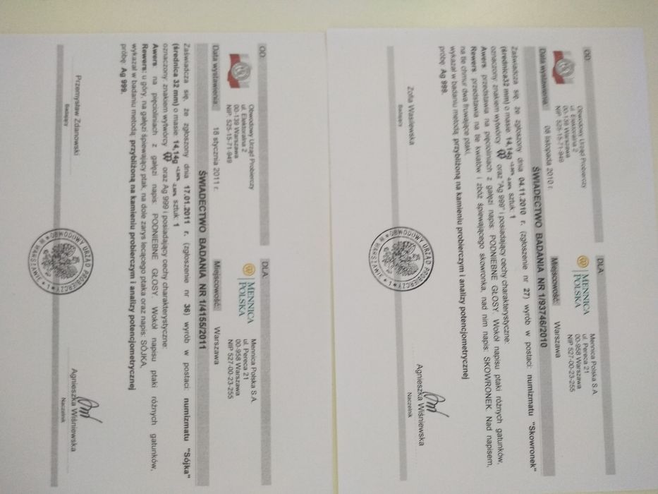 Monety srebrne z kolekcji "Podniebne Głosy"