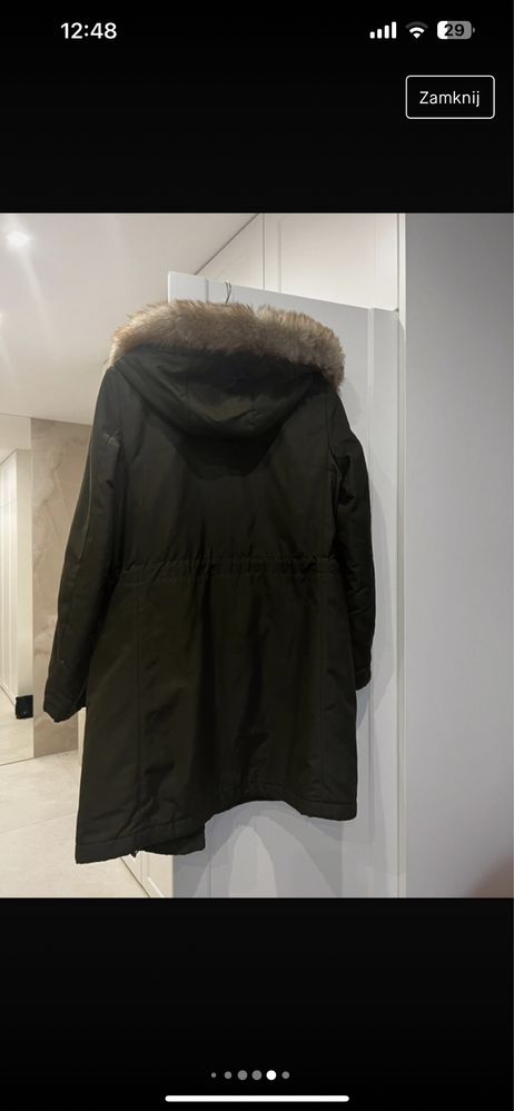 Płaszcz  Massimo Dutti m zielony khaki parka ocieplana kurtka zimowa