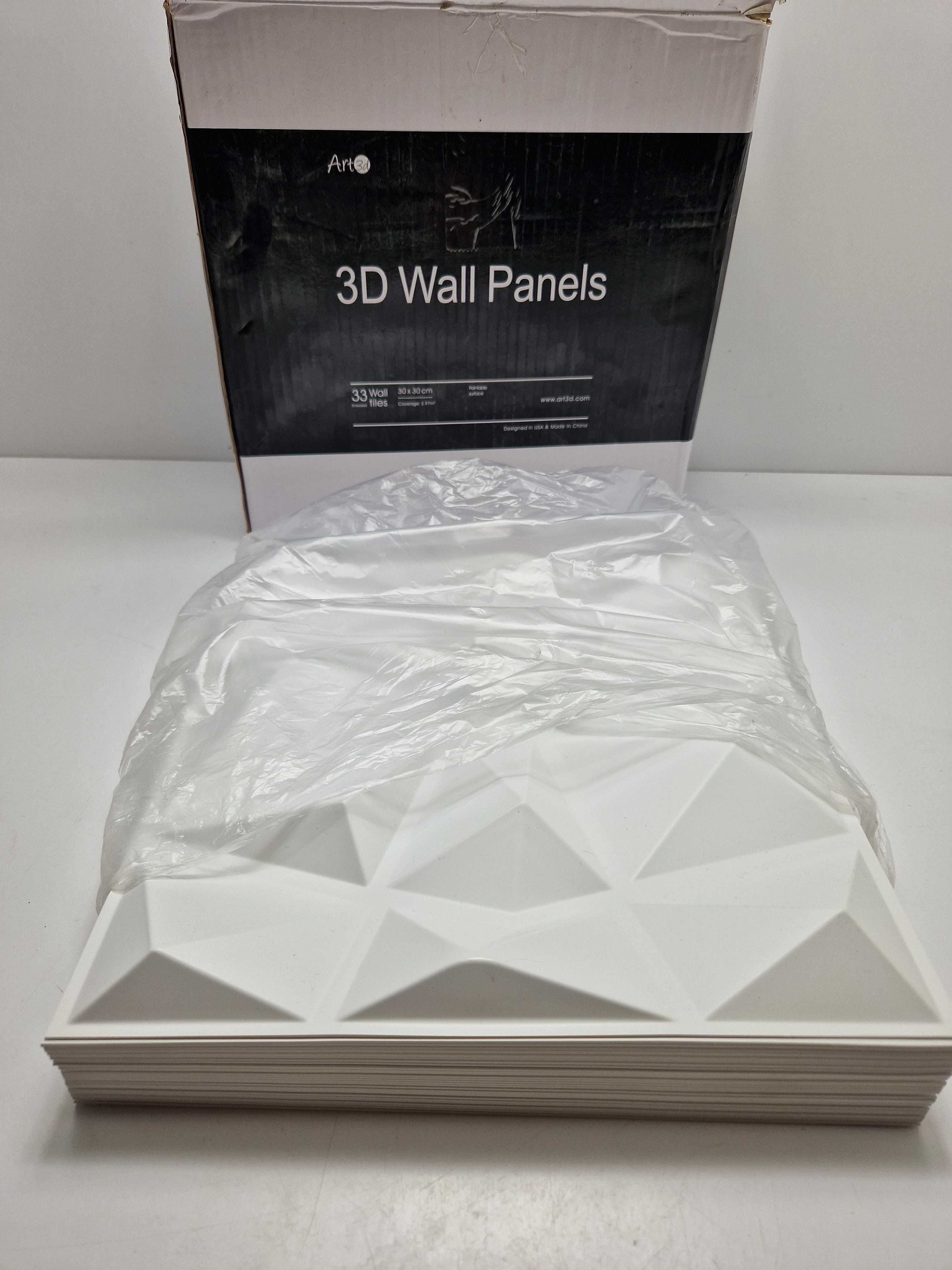 Panele ścienne dekoracyjne białe 3D Diament 30x30 33sztuki