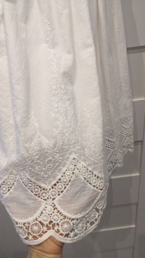 letnia sukienka retro vintage boho haftowana biała s 36