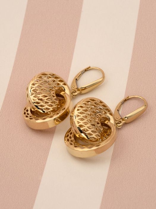 Złote kolczyki wiszące ażurowe, kolczyki złoto 585