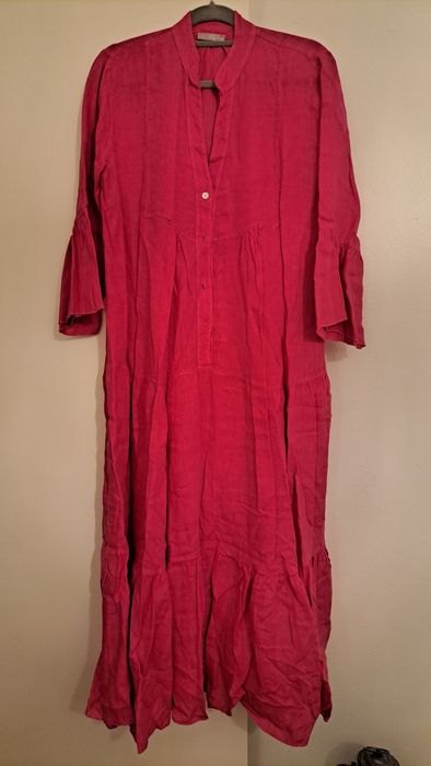 Vestido 100% linho rosa NOVO