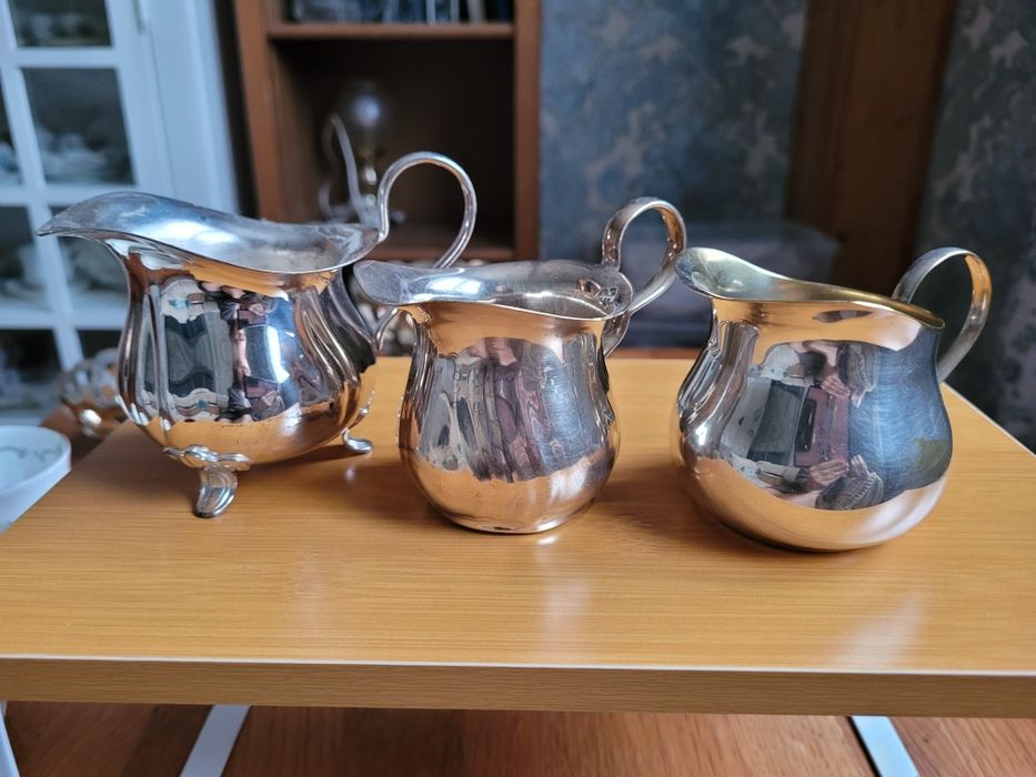 3 stare posrebrzane mleczniki