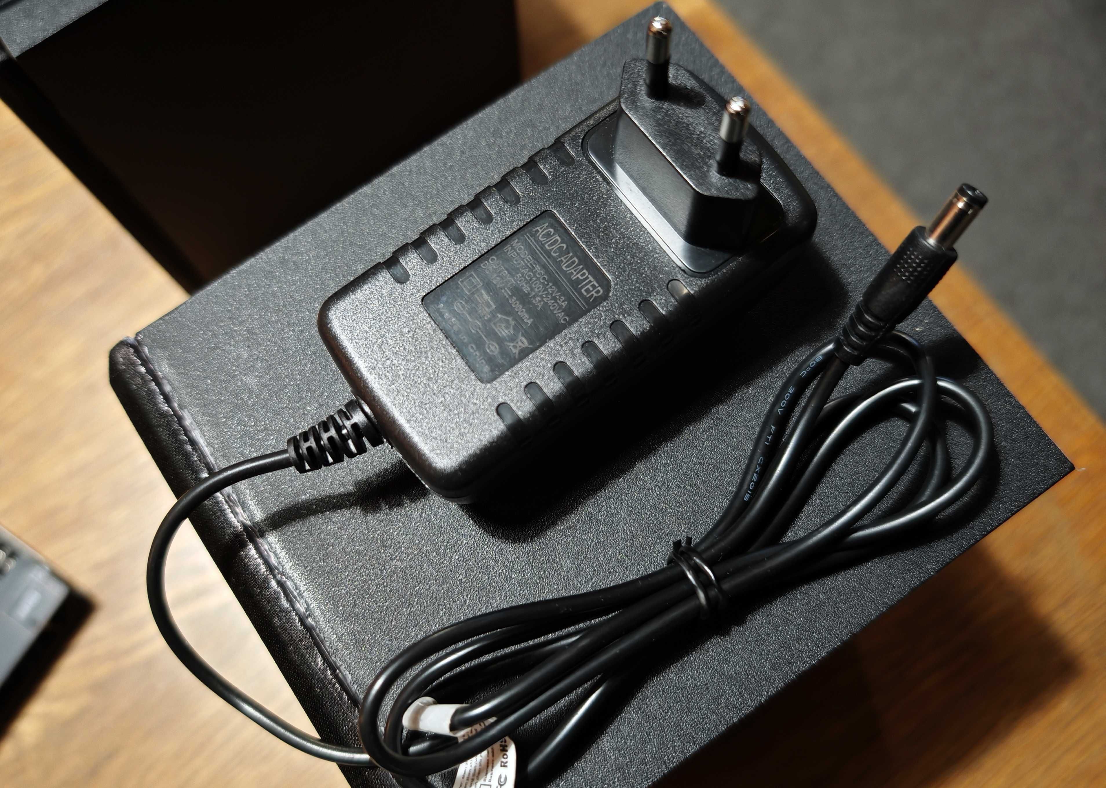 Mini wzmacniacz 2x50W USB DAC, bluetooth, głośniki przewody, zasilacz.