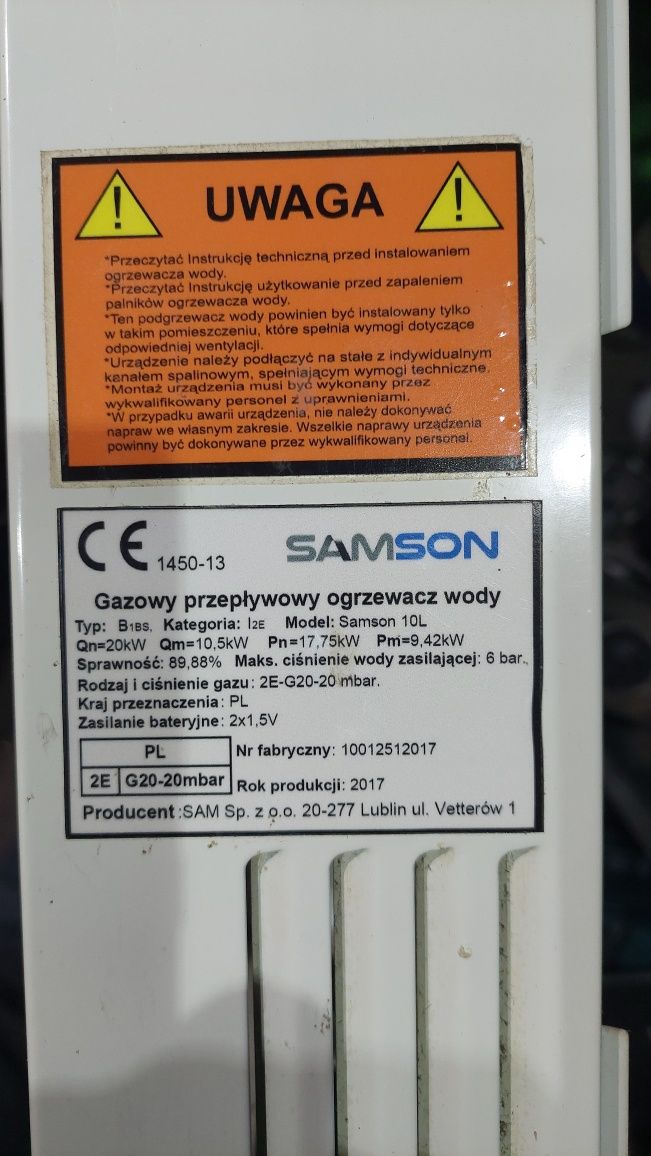 Pokrętła do piecyka gazowego SAMSON 10 L