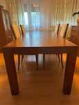 Mesa em cerejeira, tampo extensível, 4 cadeiras