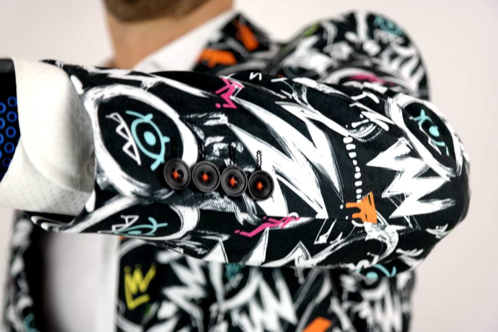 GIOVANNI PERA Marynarka męska czarna D607 kolorowa, OKO 64 4XL