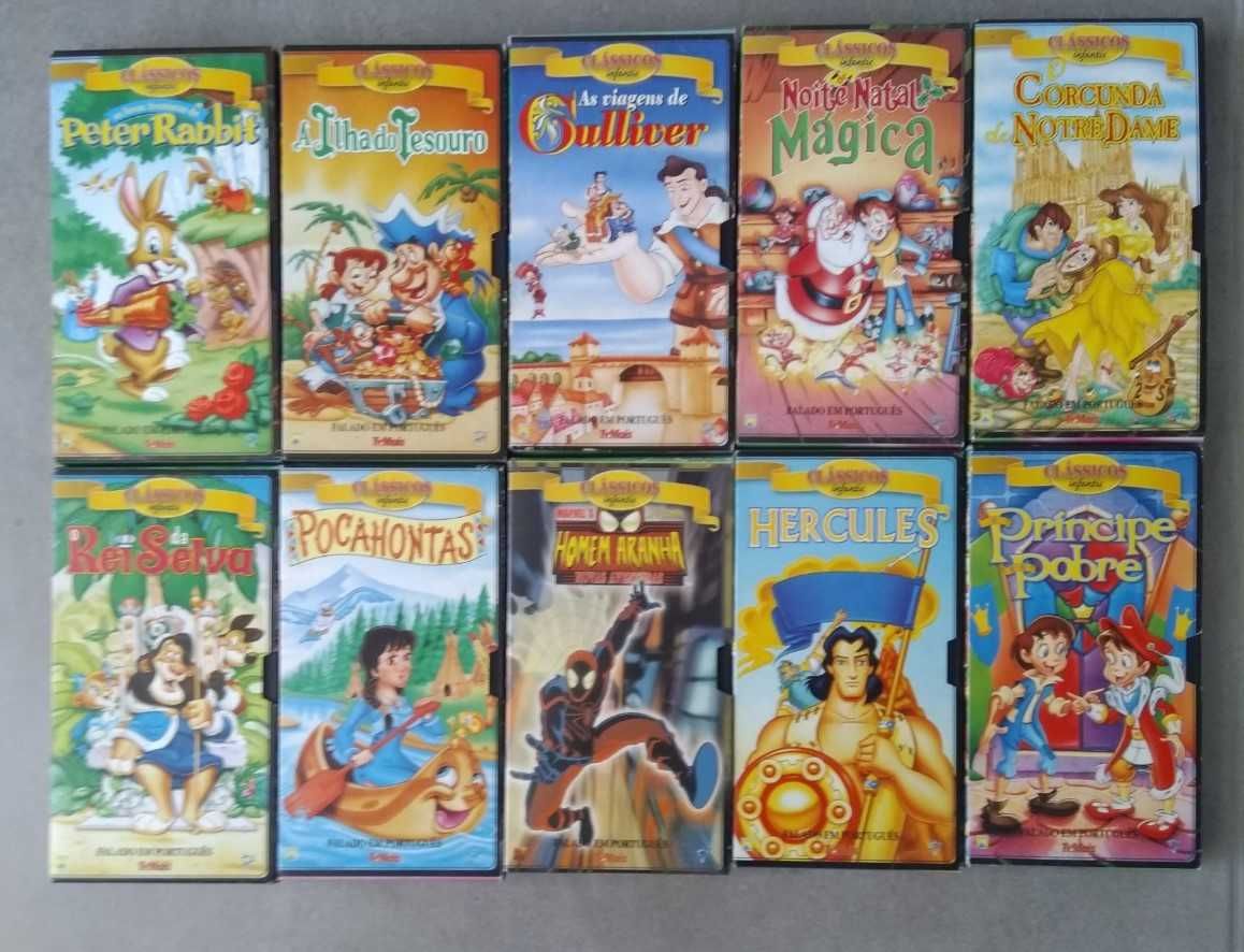 Coleção Cassetes VHS c/ Histórias Infantis Clássicas-Desenhos Animados