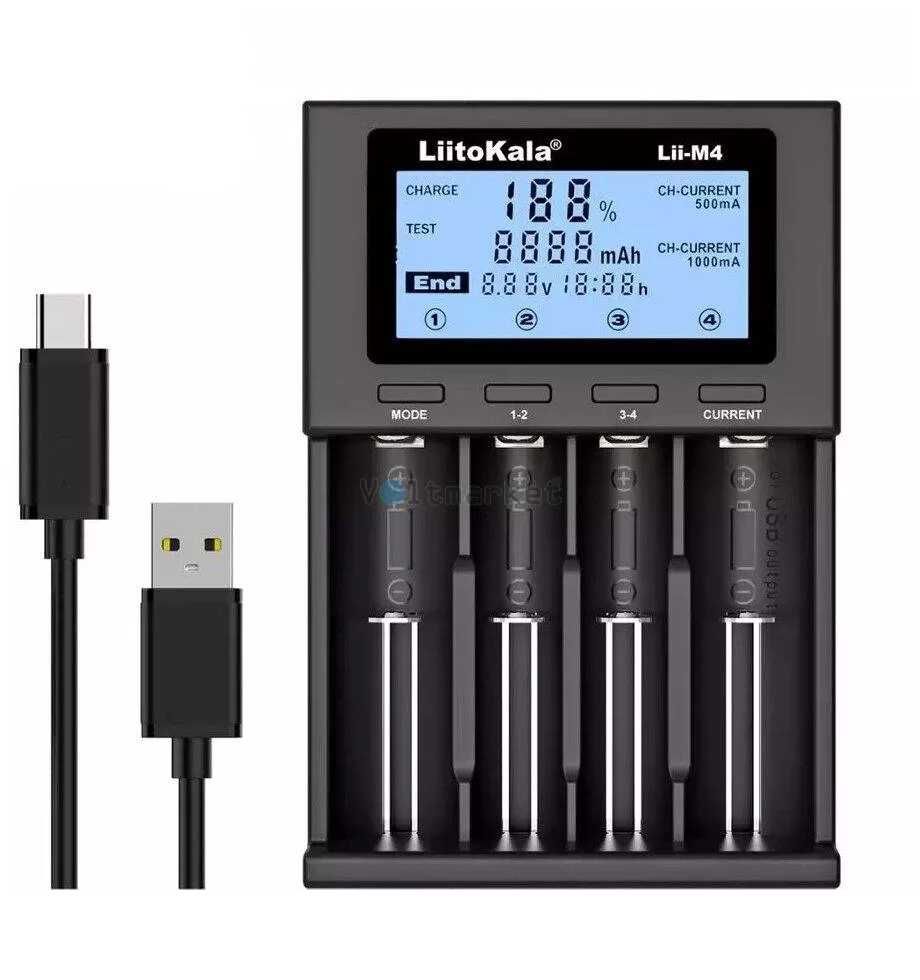 LiitoKala Lii-M4 интеллектуальное зарядное устройство PowerBank