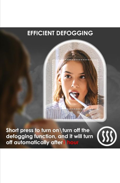 Lustro łazienkowe LED 80x60 z oświetleniem, antypara, 3 kolory