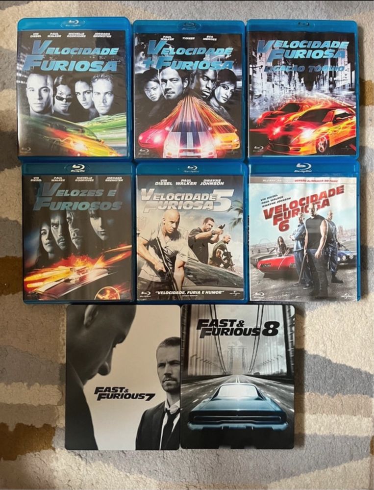 Velocidade furiosa/Fast and Furious - Filmes 1 a 8 em Blu-ray